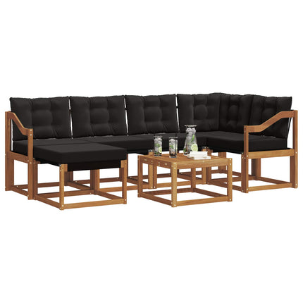 Utomhussoffset med kudde 7 pcs Naturlig och svart