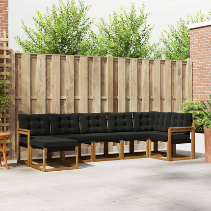 Utomhussoffset med kudde 7 pcs Naturlig och svart