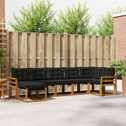 Utomhussoffset med kudde 7 pcs Naturlig och svart