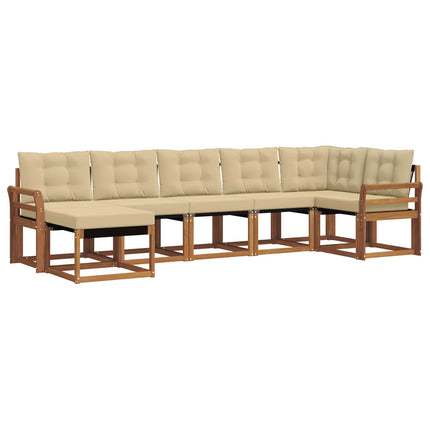 Utomhussoffset med kudde 7 pcs Naturlig och Beige
