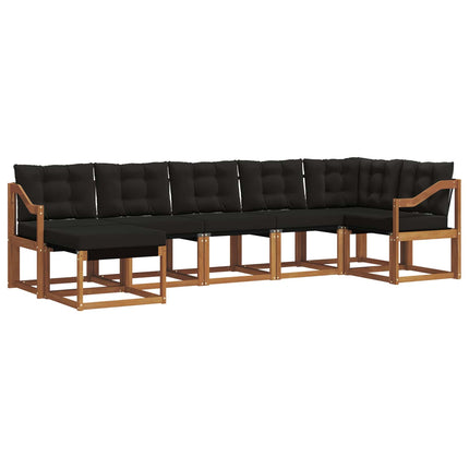 Utomhussoffset med kudde 7 pcs Naturlig och svart