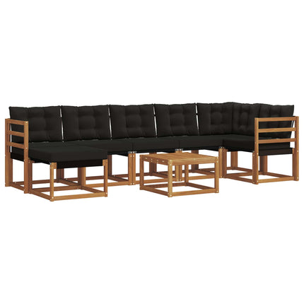 Utomhussoffset med kudde 8 pcs Naturlig och svart