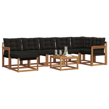 Utomhussoffset med kudde 8 pcs Naturlig och svart