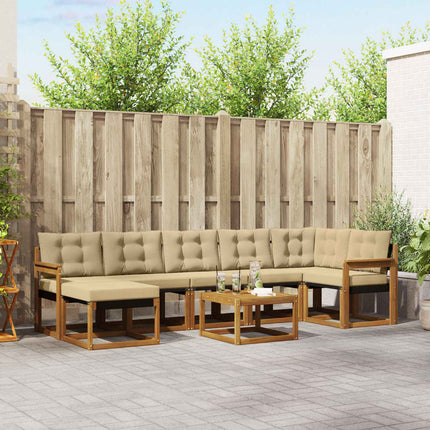 Utomhussoffset med kudde 8 pcs Naturlig och Beige
