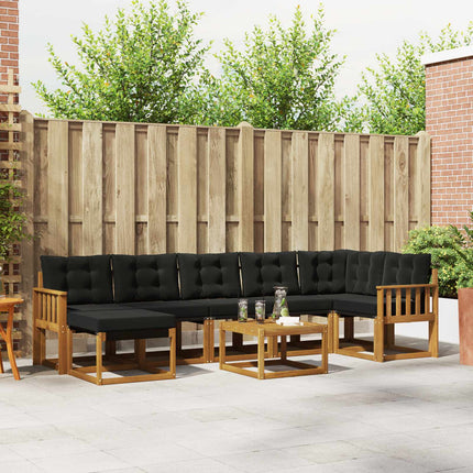 Utomhussoffset med kudde 8 pcs Naturlig och svart