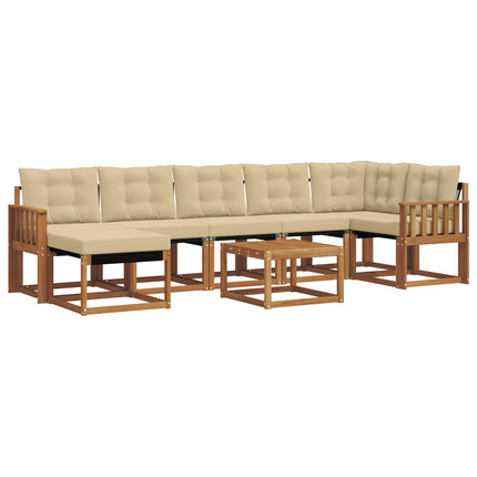 Utomhussoffset med kudde 8 pcs Naturlig och Beige