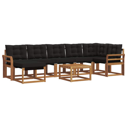 Utomhussoffset med kudde 8 pcs Naturlig och svart