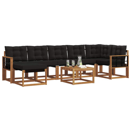 Utomhussoffset med kudde 8 pcs Naturlig och svart