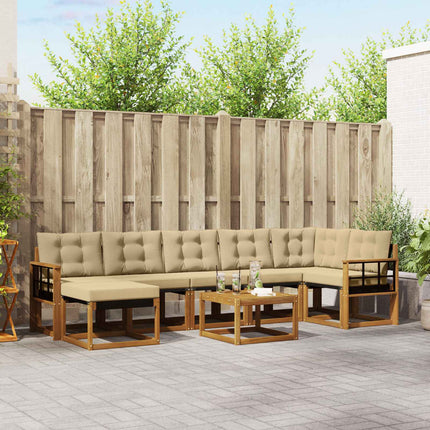 Utomhussoffset med kudde 8 pcs Naturlig och Beige