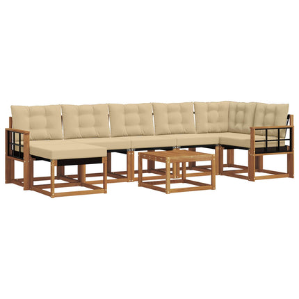Utomhussoffset med kudde 8 pcs Naturlig och Beige