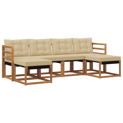 Utomhussoffset med kudde 6 pcs Naturlig och Beige