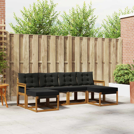Utomhussoffset med kudde 6 pcs Naturlig och svart