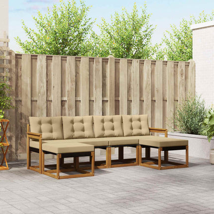 Utomhussoffset med kudde 6 pcs Naturlig och Beige