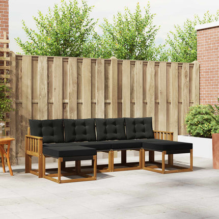 Utomhussoffset med kudde 6 pcs Naturlig och svart