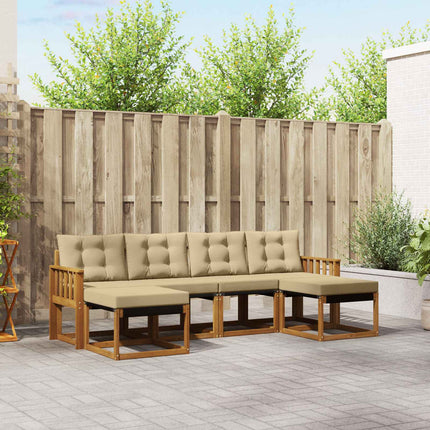 Utomhussoffset med kudde 6 pcs Naturlig och Beige