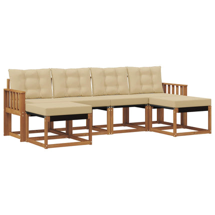 Utomhussoffset med kudde 6 pcs Naturlig och Beige