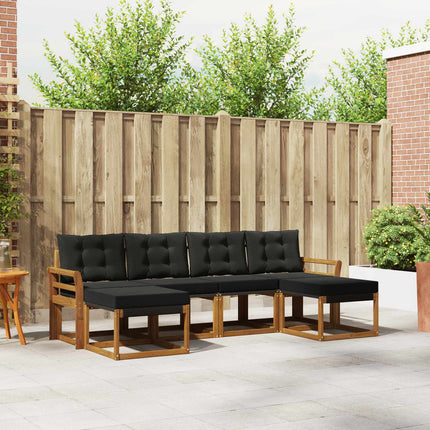 Utomhussoffset med kudde 6 pcs Naturlig och svart