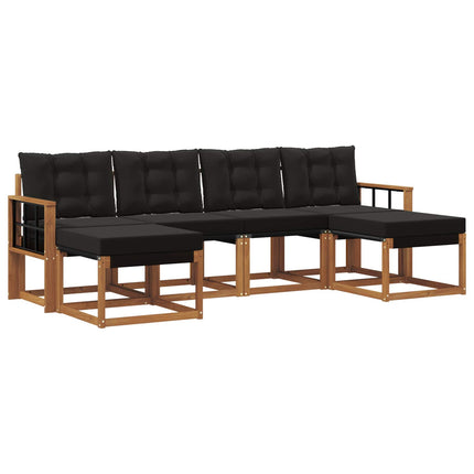 Utomhussoffset med kudde 6 pcs Naturlig och svart
