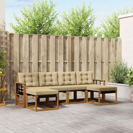 Utomhussoffset med kudde 6 pcs Naturlig och Beige