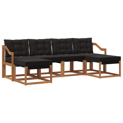 Utomhussoffset med kudde 6 pcs Naturlig och svart