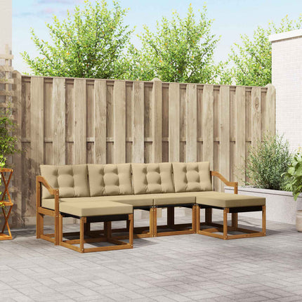 Utomhussoffset med kudde 6 pcs Naturlig och Beige