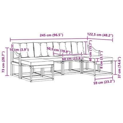 Utomhussoffset med kudde 6 pcs Naturlig och Beige