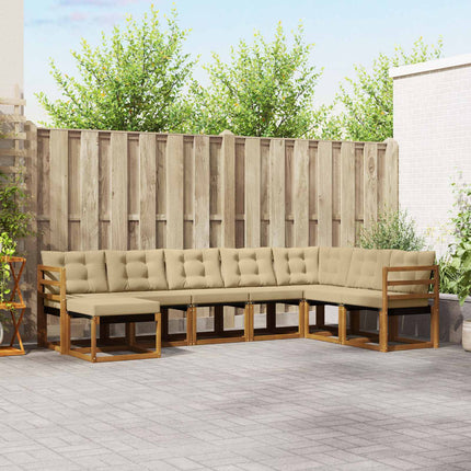 Utomhussoffset med kudde 8 pcs Naturlig och Beige
