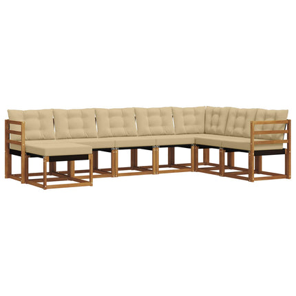 Utomhussoffset med kudde 8 pcs Naturlig och Beige