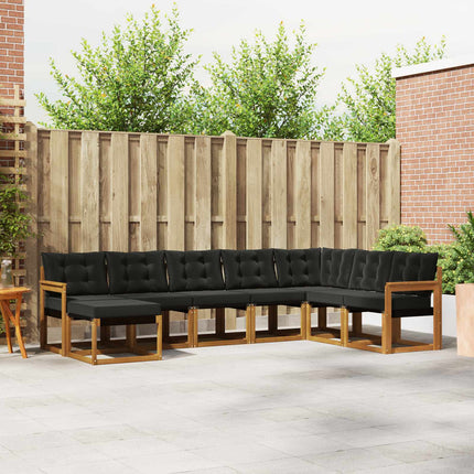 Utomhussoffset med kudde 8 pcs Naturlig och svart