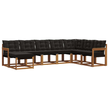 Utomhussoffset med kudde 8 pcs Naturlig och svart