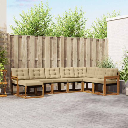 Utomhussoffset med kudde 8 pcs Naturlig och Beige