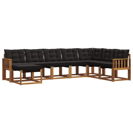 Utomhussoffset med kudde 8 pcs Naturlig och svart