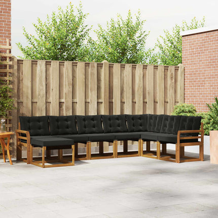 Utomhussoffset med kudde 8 pcs Naturlig och svart