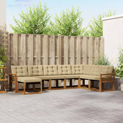 Utomhussoffset med kudde 8 pcs Naturlig och Beige