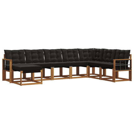 Utomhussoffset med kudde 8 pcs Naturlig och svart