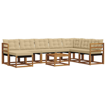 Utomhussoffset med kudde 9 pcs Naturlig och Beige
