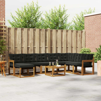 Utomhussoffset med kudde 9 pcs Naturlig och svart