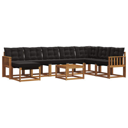 Utomhussoffset med kudde 9 pcs Naturlig och svart