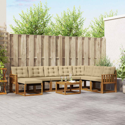 Utomhussoffset med kudde 9 pcs Naturlig och Beige