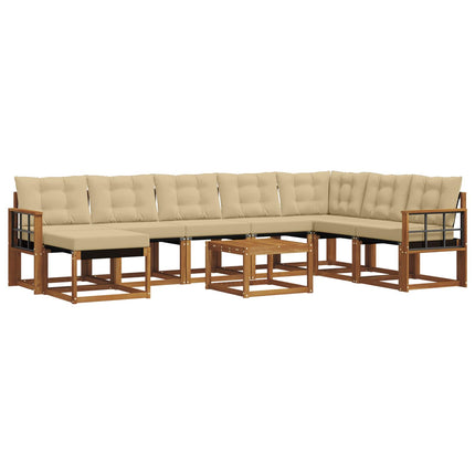 Utomhussoffset med kudde 9 pcs Naturlig och Beige