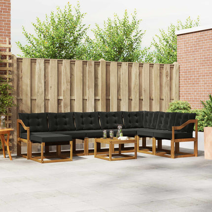 Utomhussoffset med kudde 9 pcs Naturlig och svart