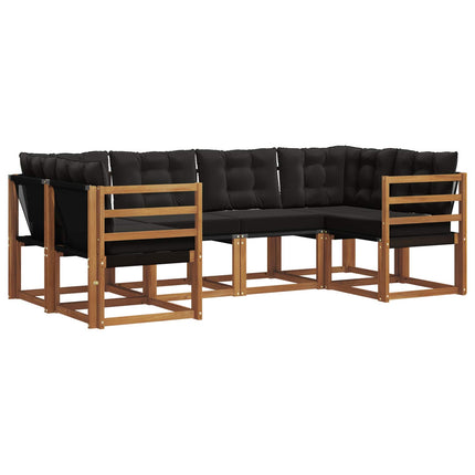 Utomhussoffset med kudde 6 pcs Naturlig och svart