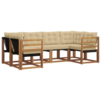 Utomhussoffset med kudde 6 pcs Naturlig och Beige