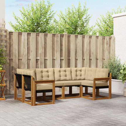 Utomhussoffset med kudde 6 pcs Naturlig och Beige