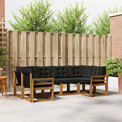 Utomhussoffset med kudde 6 pcs Naturlig och svart