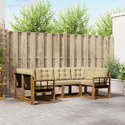 Utomhussoffset med kudde 6 pcs Naturlig och Beige