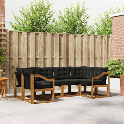 Utomhussoffset med kudde 6 pcs Naturlig och svart