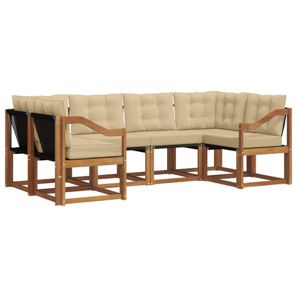 Utomhussoffset med kudde 6 pcs Naturlig och Beige