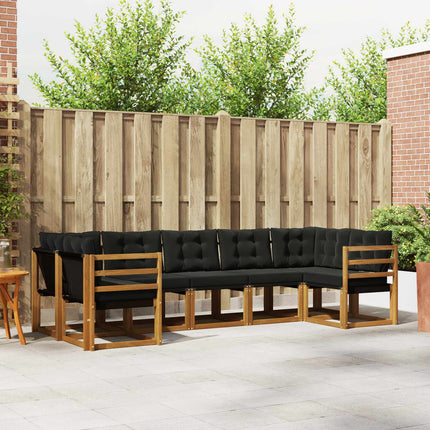 Utomhussoffset med kudde 7 pcs Naturlig och svart