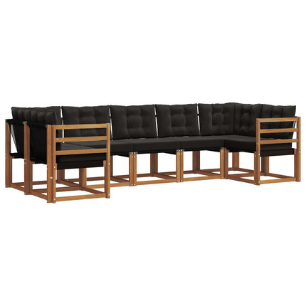 Utomhussoffset med kudde 7 pcs Naturlig och svart